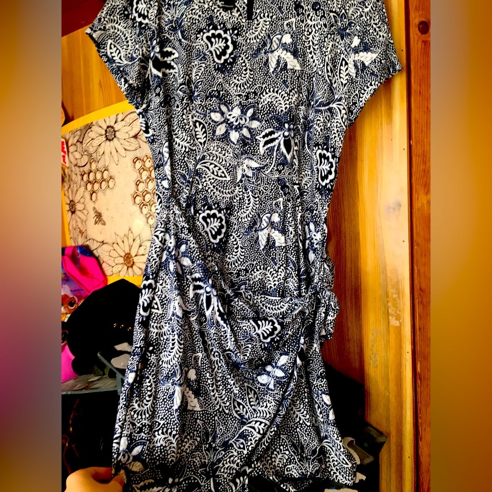 Vintage Elisse dress. Navy Blue floral print.